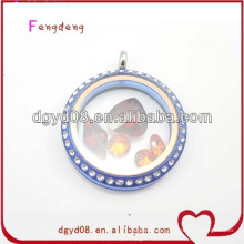 High quality glass floating memory locket charms with crystal